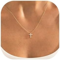 MONOZO 14K Gold Plated CZ Cross Necklaces for Women Jewelry Gifts Trendy