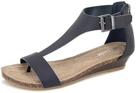 Kenneth Cole REACTION Women's Great Gal T-Strap Wedge Sandal, Navy, 5.5 M US