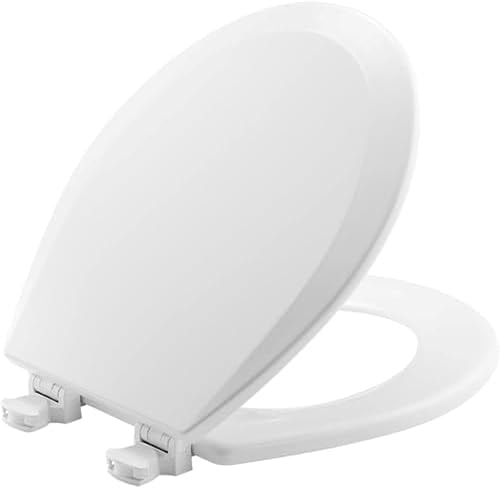Bemis Wood Round Toilet Seat, Easy Clean Hinges, White