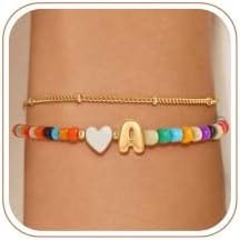 Eaciy 14K Gold Plated Initial Bracelets for Women Girls
