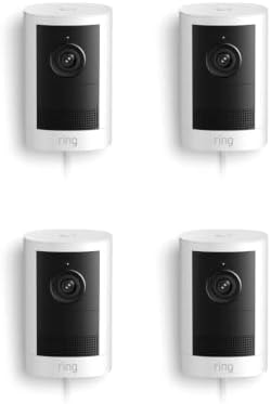 Ring Outdoor Cam 2K (newest model), Plug-In, Home or business security, Wide-Angle Retinal 2K Video, 6x Enhanced Zoom, Night Vision, 4-Pack, White