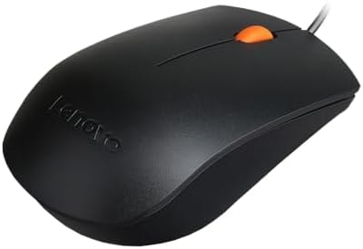 Lenovo 300 USB wired computer mouse - full size optical ambidextrous with 1600 DPI, reliable USB-A connection, easy 3-button navigation – long lasting, durable, black