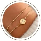 MONOZO 18K Gold Plated Initial A Bracelets for Women Jewelry Gifts Trendy