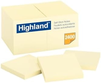 Highland Sticky Notes, 3 x 3 Inches, Yellow, 24 Pack (6549-24)