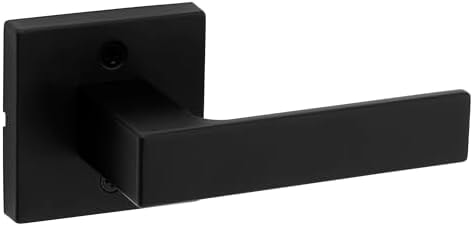 Kwikset Singapore Dummy Door Handle, Single Sided Lever for Closets, French Double Doors, and Pantry, Matte Black Non-Turning Reversible Interior Push/Pull Lever, with Microban Protection