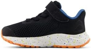 New Balance Baby Fresh Foam Arishi V4 Bungee Lace with Top Strap Running Shoe, Black/Blaze Orange/Blue Agate, 2 X-Wide US Unisex Infant