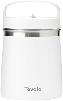 Tovolo Insulated Food Container 2 Quart Food Traveler Thermos for Hot Food and Cold Food Stainless Steel Double Wall Vacuum Insulated Spill Proof Airtight Lid Dishwasher Safe BPA Free White