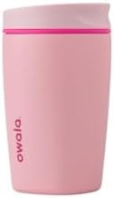 Owala SmoothSip Slider Insulated Stainless Steel Coffee Tumbler, Reusable Iced Coffee Cup, Hot Coffee Travel Mug, BPA Free 12 oz, Pink (Pucker Up)