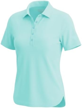 M MAELREG Golf Shirts Women Dry Fit Short Sleeve Button Casual Stretch Performance Tennis Womens Polo Shirts Blue Light