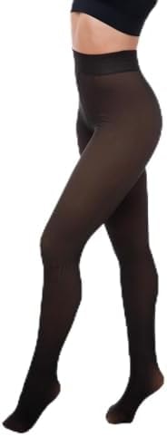 SINOPHANT Fleece Lined Tights Women High Waisted Fake Translucent Warm Pantyhose Leggings Sheer Thick Tights for Winter Black XL