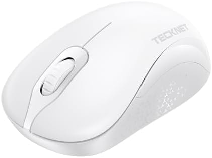 TECKNET 2.4GHz White Wireless Mouse,Suitable for Small to Medium Hands