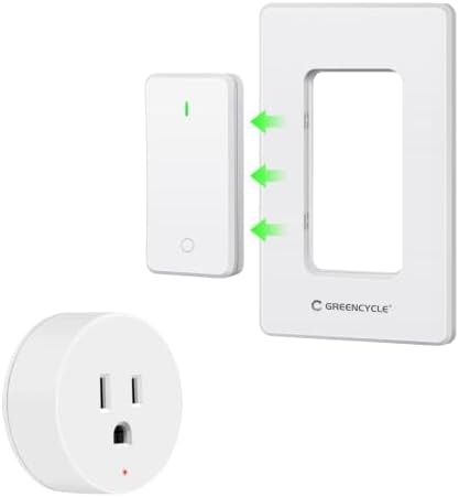 Greencycle Remote Control Outlet with Detachable Wireless Light Switch