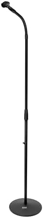 Pyle Universal Microphone Stand - M-6 Mic Holder USA Standard Adapter and Height Adjustable from 31.5” to 60” Inch High w/ Pivotable Gooseneck Mount - Heavy Duty Clutch Tension Knob PMKS32