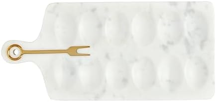 Mud Pie Marble Devil Egg Board; board 7" x 15 1/4" | fork 5 1/2"