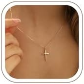 MONOZO Dainty 14K Gold Plated Cross Necklace for Women Jewelry Gifts Trendy