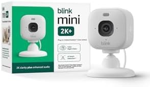 Blink Mini 2K+ (newest model) – Plug-in Home & Pet Indoor Security Camera with 2K video resolution, night vision, enhanced audio, motion detection – 1 camera (White)