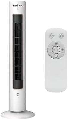 Hurricane Triple Action Indoor Tower Fan, 40 Inch Air Enhancing Electric Cooling Fan with Aromatherapy Diffuser and Remote Control, White