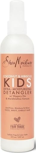 Shea Moisture Hair Care, Coconut & Hibiscus Kids Extra Moisturizing Detangler, Anti-Frizz, Moisture & Shine for Thick, Wavy, Unruly, Curly Hair, Spray On & Leave-In, 8 Fl Oz