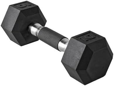 CAP 10lb Rubber Coated Hex Dumbbell, Comfort Grip, Free Weights, Single