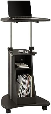 Techni Mobili Sit-to-Stand Rolling Adjustable Height Laptop Cart with Storage, Graphite, 22 x 16 x 46