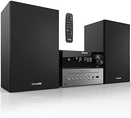 Philips Bluetooth Stereo System for Home with CD Player for Home, Wireless Streaming, MP3, USB, Audio in, FM Radio, 18W, Micro Music Sound System