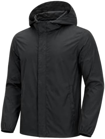 SWISSWELL Men's Rain Jacket Raincoat Waterproof Black L
