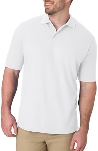Hanes Mens Pique Short Sleeve Polo Shirt, Three-button Midweight For, White, Medium US