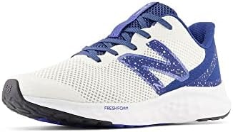 New Balance Kid's Fresh Foam Arishi V4 Hook & Loop Running Shoe, White/Night Sky/Marine Blue, 2 M Infant