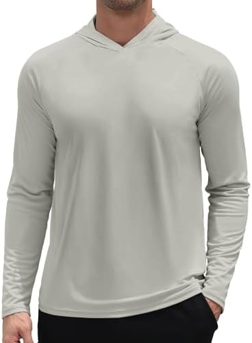 3rd hill Men's UPF 50+ Sun Hoodie UV Protection Long Sleeve Swimming Rash Guard SPF Quick Dry Fishing Hiking Shirt for Outdoor Sports Gray M