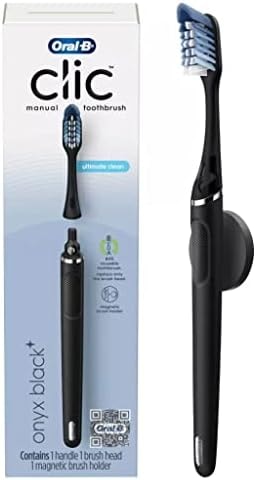 Oral-B Clic Manual Toothbrush, Onyx Black, with Magnetic Toothbrush Holder - 1 Count 049-09-6257 1.0 Count
