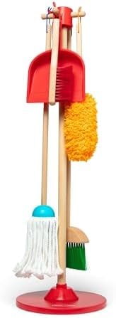 Melissa & Doug Dust Sweep Mop, 6-Pc. Toddler Cleaning Set with Kids Broom & Accessories, Preschool Learning Activities & Kids Toys for Girls & Boys 3+