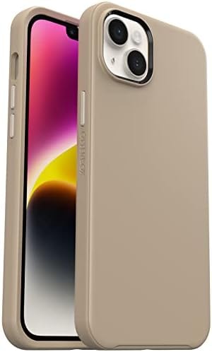 OtterBox iPhone 14 Plus Symmetry Series Case - DONT EVEN CHAI (Brown), ultra-sleek, wireless charging compatible, raised edges protect camera & screen