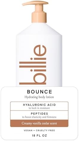 Billie Bounce Womens Body Lotion, Hydrating, Vanilla Cedar Scent, 18 Fl Oz