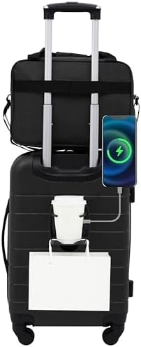 Wrangler Smart Spinner Hardside Luggage, 2 Piece Set, Black