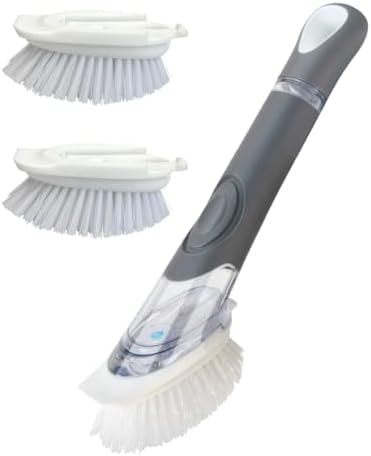 CELOX Dish Brush with Soap Dispenser, 1 Dish Wand & 3 Dish Brush Refill Heads