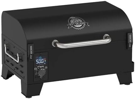 Pit Boss 150 Wood Pellet Grill & Smoker with Flame Broiler 256-Sq. In. Cooking Space, 180°F to 500°F Temperature Range, 7 lb. Pellet Hopper, for Tailgating, Camping, or Travel, Black