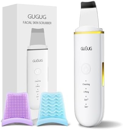 GUGUG Skin Scrubber Spatula Pore Cleaner Blackhead Remover,4 Modes,White