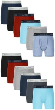 Hanes Boys' Boxer Briefs, Moisture-wicking Underwear for Boys & Toddlers, Assorted, 10 Or 12 Pack