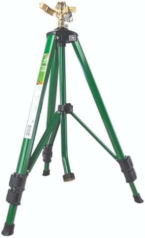Orbit 1/2 Inch Brass Impact Sprinkler - Adjustable Metal Tripod - Long Range Lawn Watering System - 360 Degree Rotating Sprinkler - Heavy Duty Irrigation System - Adjustable 22-48 Inch Height - 58308