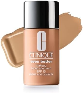 Clinique Even Better Makeup Liquid Foundation SPF 15 With Vitamin C For Dry + Oily Combination Skin Types | Medium Coverage + Natural Finish | Evens Skin Tone + Reduces Dark Spots, Sand, 1 Fl Oz