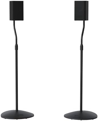 SANUS Speaker Stands Pair for Satellite & Bookshelf Speakers up to 3.5lbs – 10” Height Adjustment – Includes L-Shaped Bracket & Keyhole Adapter for Compatibility – Easy DIY Assembly