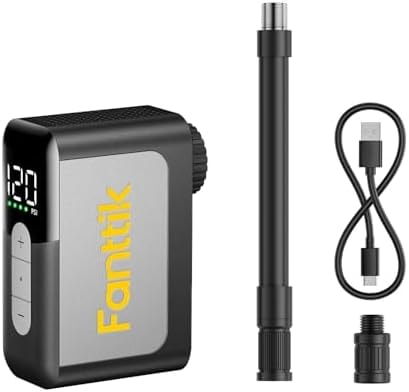 Fanttik X10 Ace Mini Bike Pump with Gauge, 120PSI Electric Tiny Bike Pump with Presta and Schrader Valve, Auto Stop, Fast Inflation for Road Bike(4.23oz