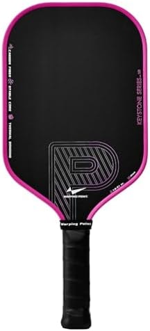 Warping Point Keystone Pickleball Paddle – Carbon Fiber Paddle, 16mm Honeycomb Core, Seamless One-Piece Frame, Extended Handle for Spin & Control – Rose Red