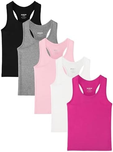 5 Pack Girls Tank Tops Girls Undershirts Soft Cotton Kids Dance Tank Tops