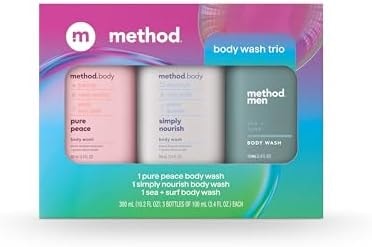 method Body Wash Gift Set, Pure Peace, Simply Nourish, Sea + Surf, 3.4 oz
