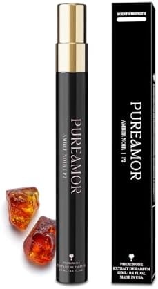 PUREAMOR Pheromone Perfume for Women, Amber Noir Extrait de Parfum - Long Lasting Vanilla Amber Scent, 30% High Concentration, Travel Size Fragrance Spray, 0.4 oz / 12ml