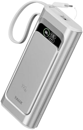 TALIX Laptop Power Bank, 20000mAh Portable Charger 190W Total Output, 3-Port Fast Charging (140W Max), Built-in USB-C Cable,High-Capacity External Battery Pack for MacBook,Dell,Computer,iPad,iPhone 17