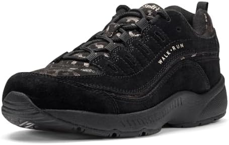 Easy Spirit Women's Romy43 Round Toe Casual Lace Up Walking Shoe, Black Leopard 002, 7.5 N