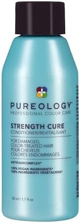Pureology Strength Cure Conditioner - For Damaged or Color Treated Hair, Hair Repair, Reduces Damage, Detangles &, Softens, Protects Color Vibrancy, Vegan, 1.7 Fl Oz