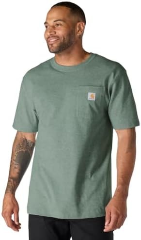 Carhartt Men's Iconic K87 Pocket T-Shirt, Green Slate Heather, Medium